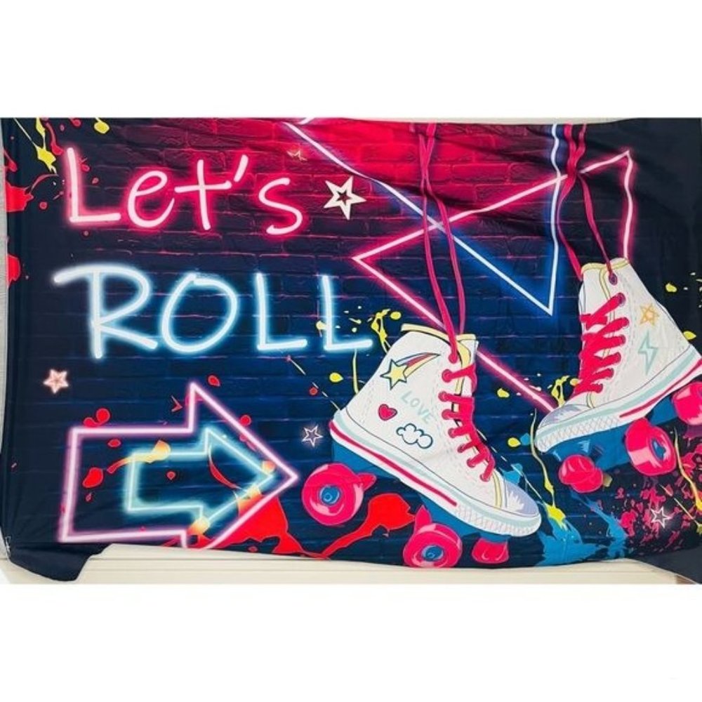 Large neon let’s roll photo backdrop party backdrop tapestry wall decor party de